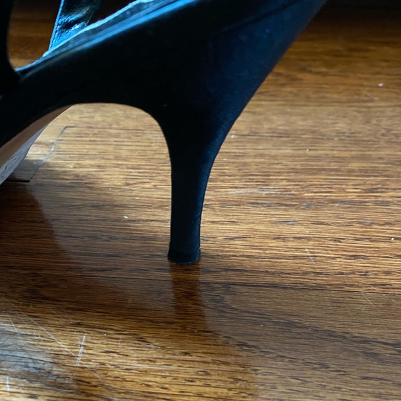 Nina-Black satin/leather sole evening shoe - Picture 2 of 2